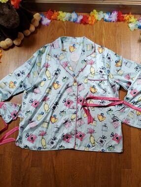Amanda Blu Perfumerie Satin Pajama Top With Ribbon Sleeves
